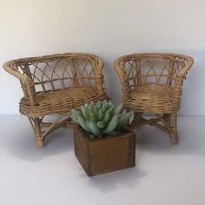 Wicker Boho Set Loveseat And Chair Doll Furniture Decor Pieces